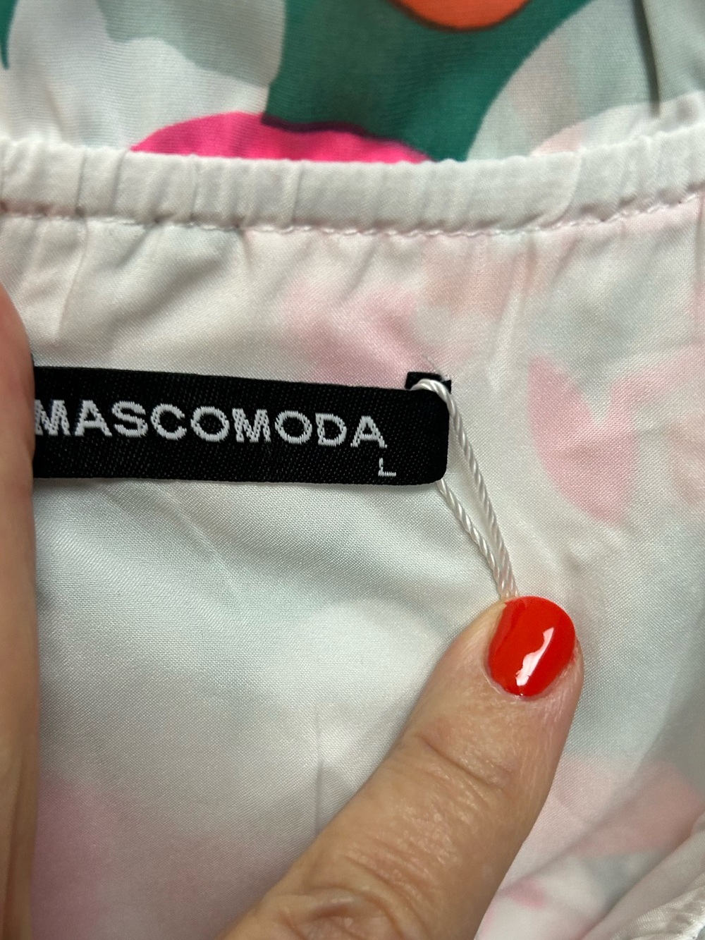 Mascomoda Floral V-Neck Long-Sleeve Blouse - Pink Green - Picture 3 of 8